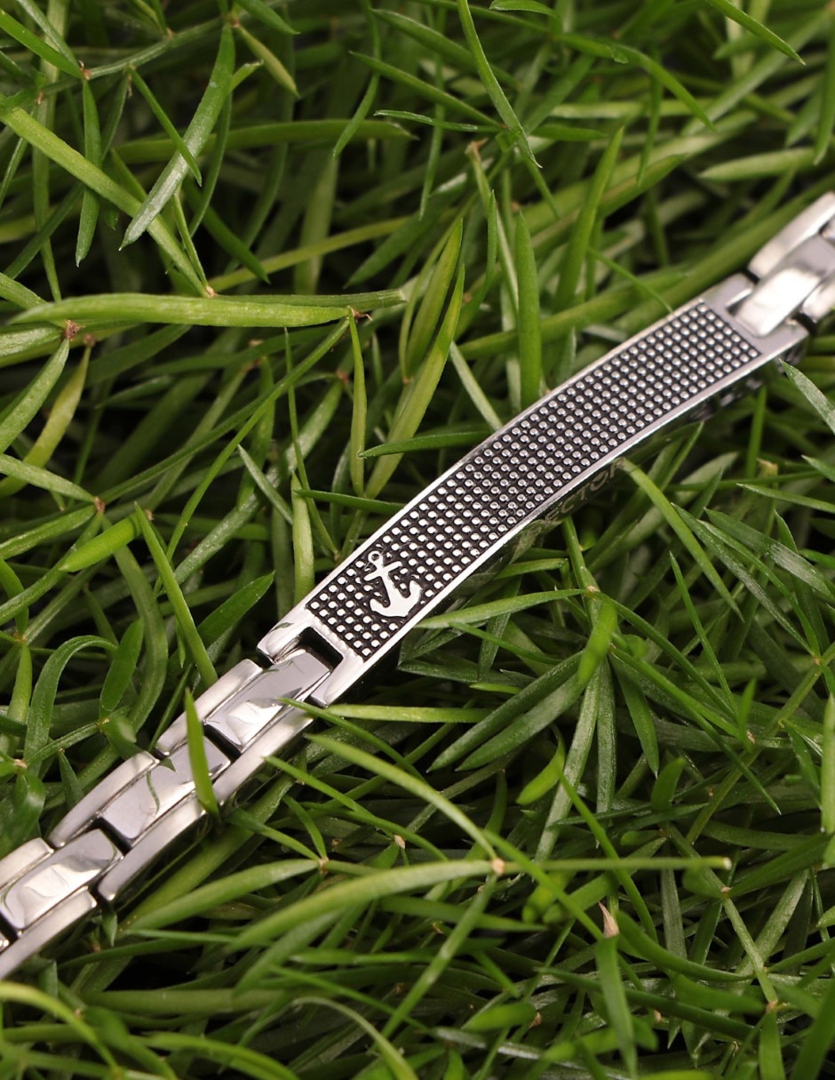 Pulsera sector de acero inoxidable basic joyeria
