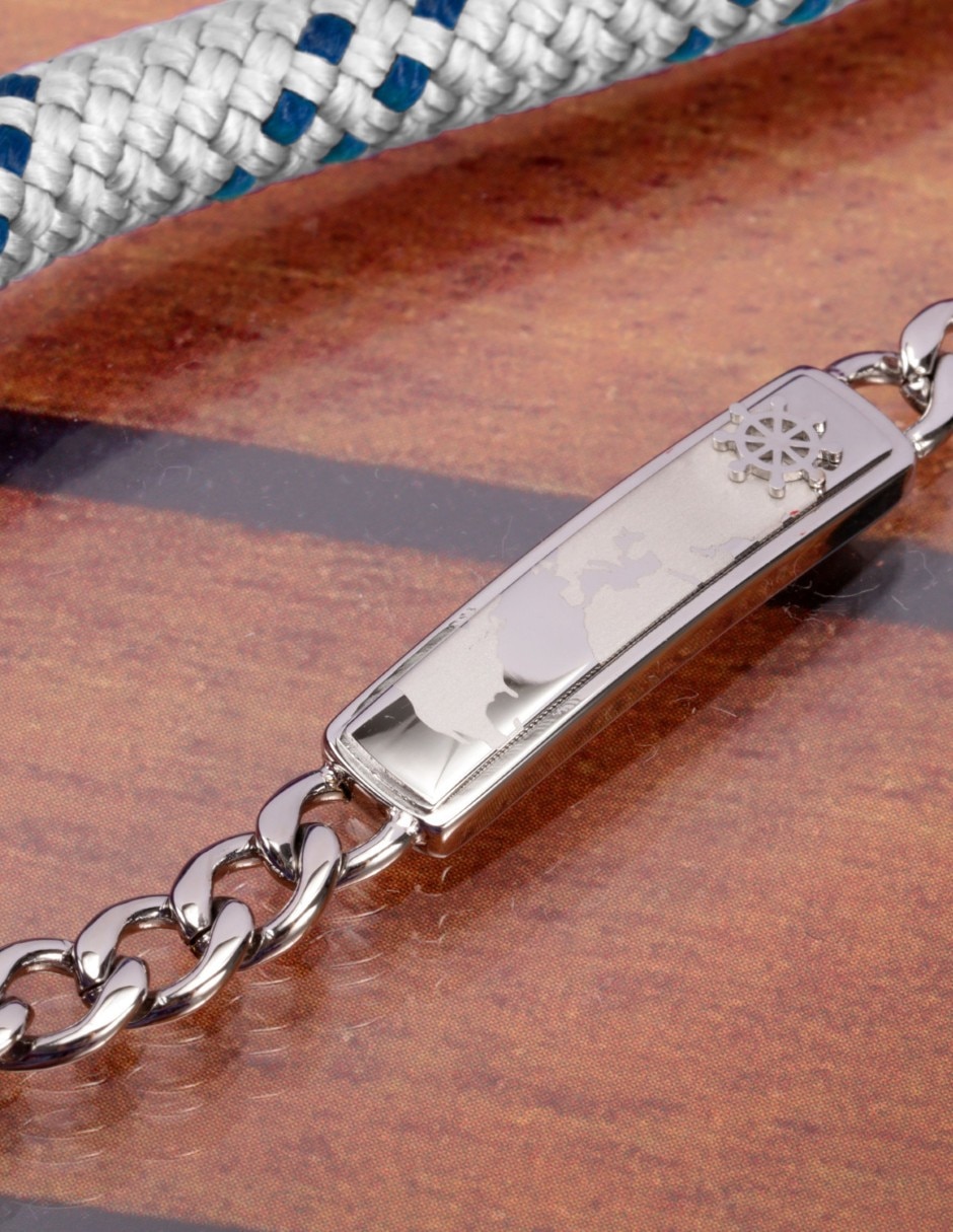 Pulsera sector de acero inoxidable marine joyeria