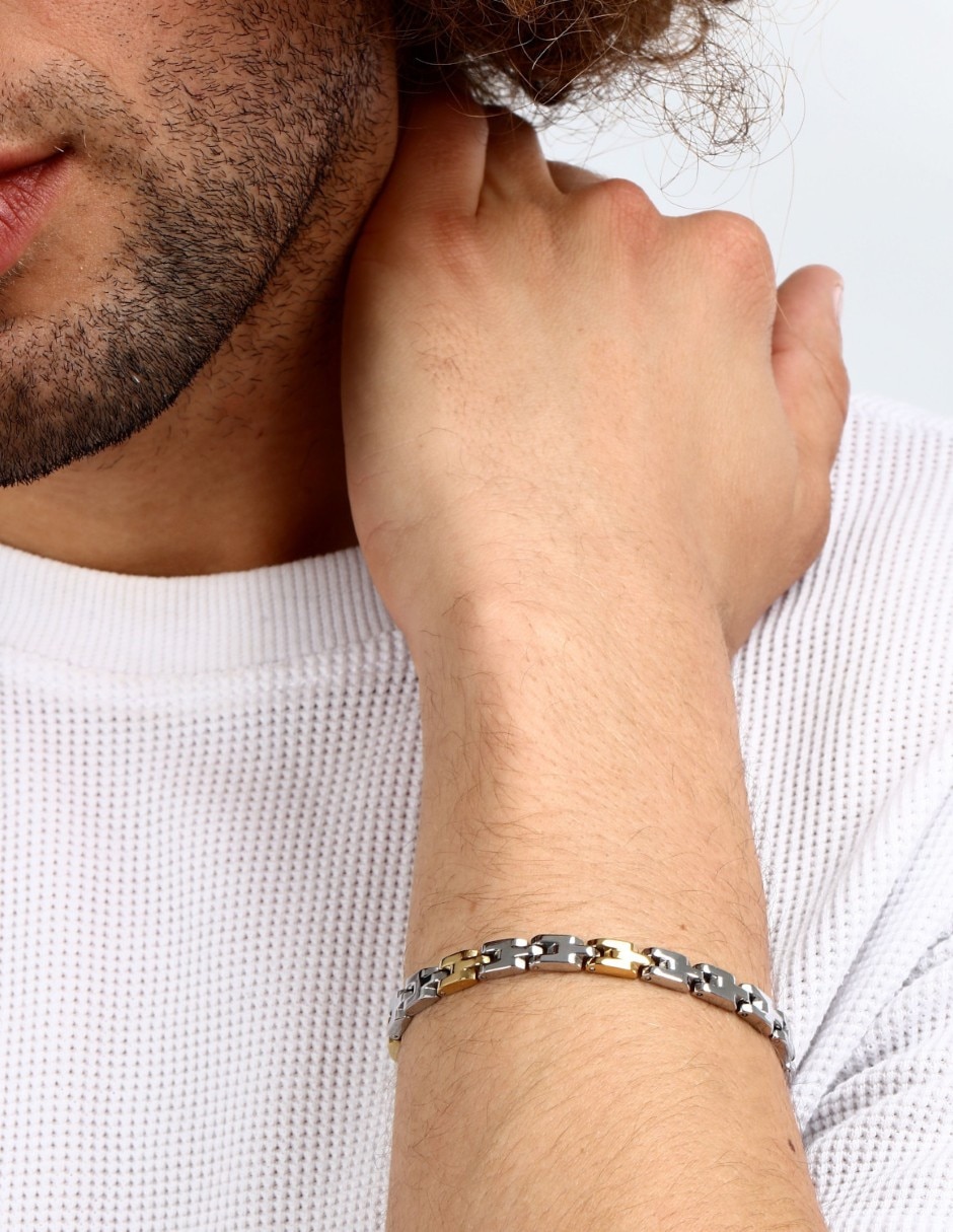 Pulsera sector de acero inoxidable basic joyeria