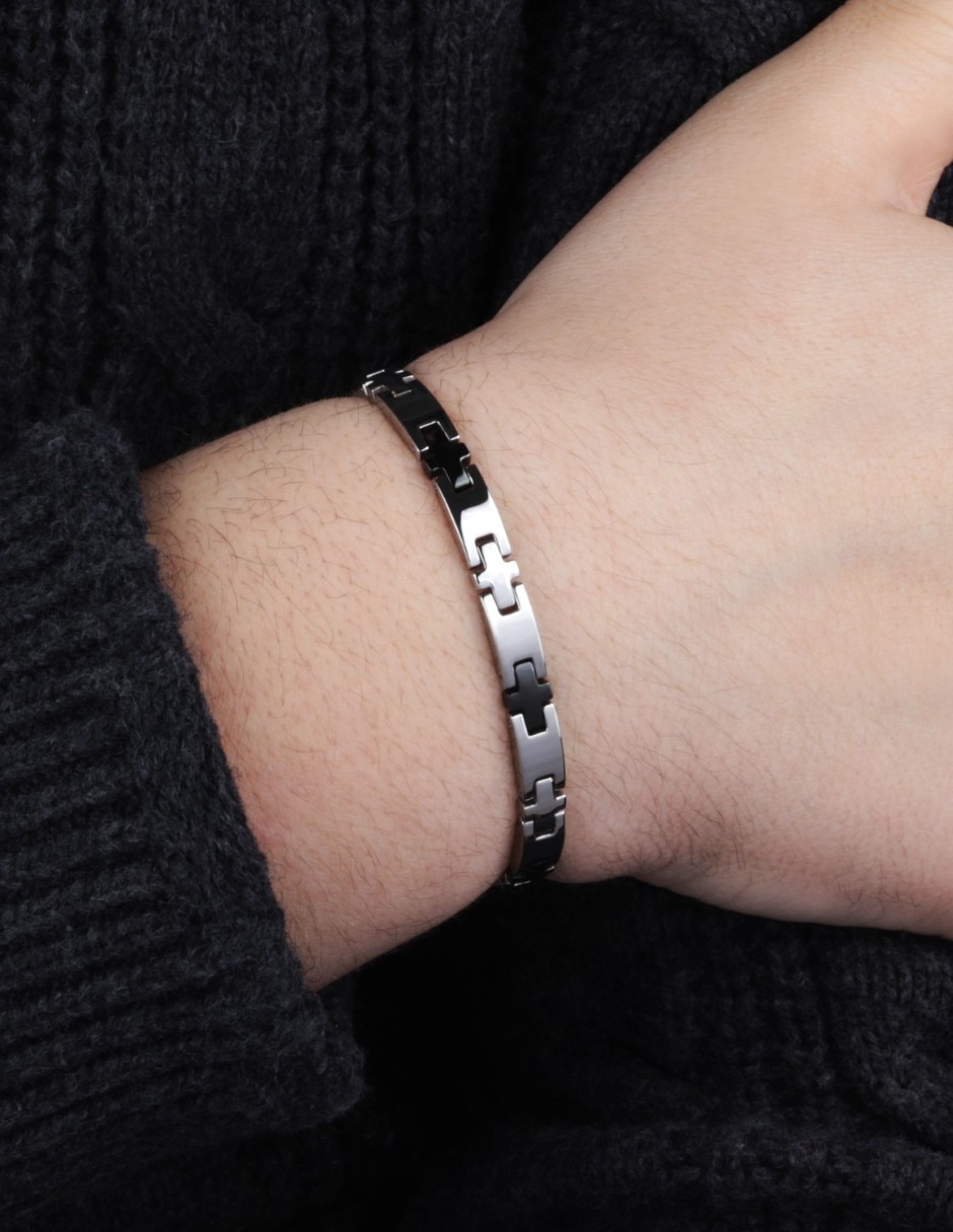 Pulsera sector de acero inoxidable basic joyeria
