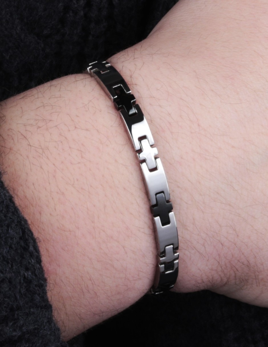 Pulsera sector de acero inoxidable basic joyeria