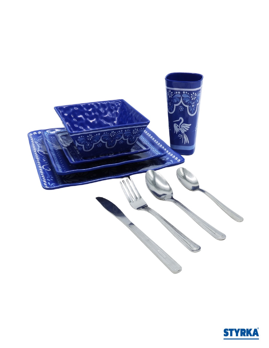 Vajilla styrka de melamina para 4 personas