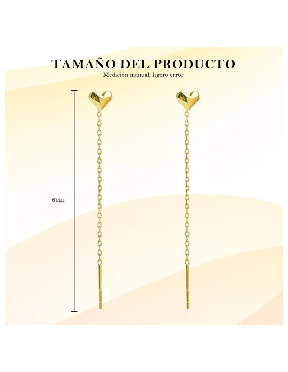 Aretes largos largos corazón genérica joyería fina de oro laminado 18 k con acabado chapa de oro
