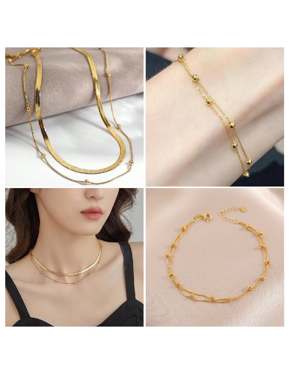Collar y pulsera Genérica Joyería fina de oro laminado 18 k