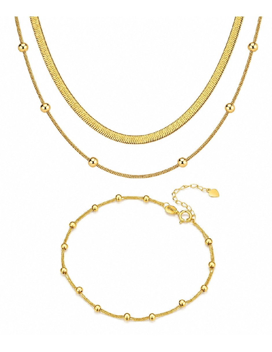 Collar y pulsera Joyería fina de oro laminado 18 k