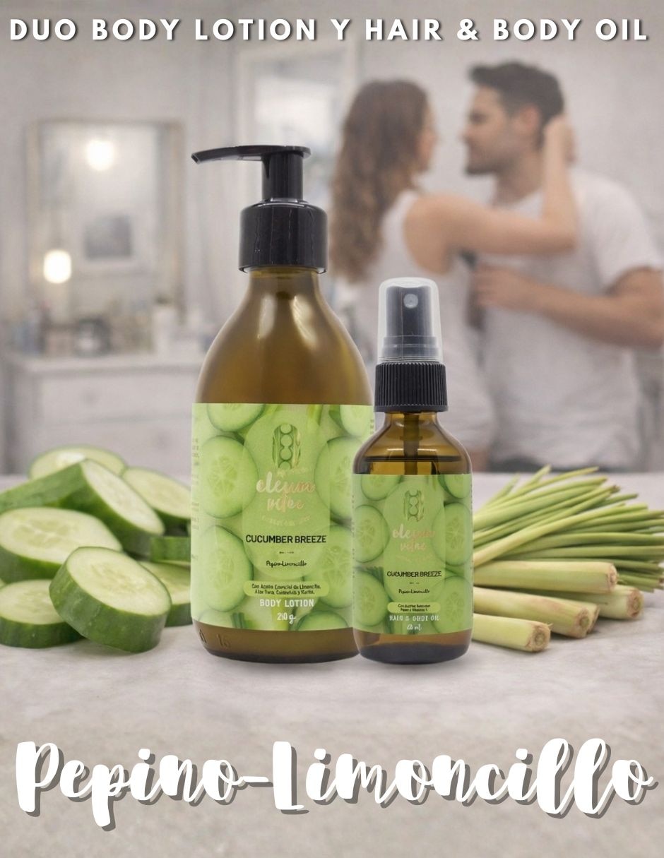 Tratamiento para Cuerpo Kit Dúo Body Lotion y Hair & Body Oil Cucumber Breeze Pepino Limoncillo Oleum Vitae