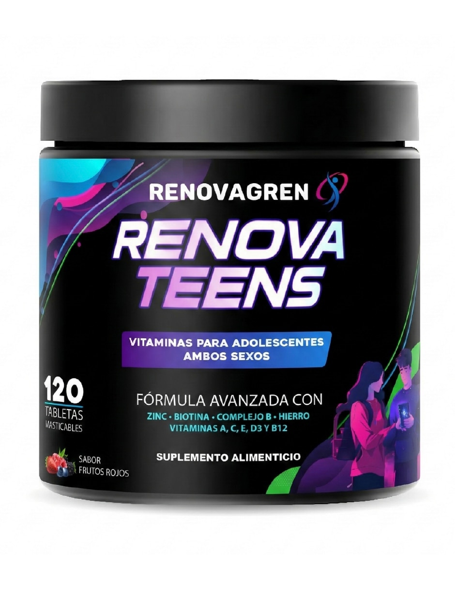 Multivitamínicos vitaminas adolescentes 12-18 años enfoque energía 120 tabletas masticables frutos rojos vitamina tabletas unisex