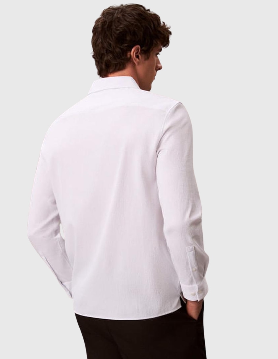 Camisa casual Calvin Klein poliéster manga larga para hombre