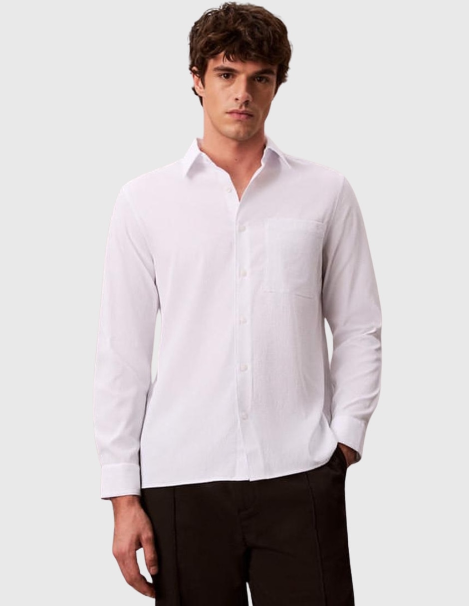 Camisa casual poliéster manga larga para hombre Camisa casual poliéster manga larga para hombre