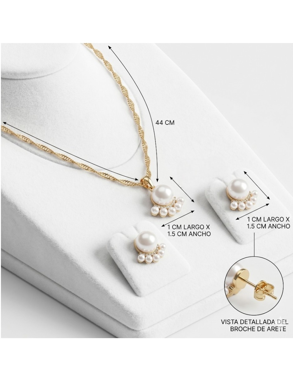Aretes y collar flor cm-top conjunto de joyería elegante de oro laminado 14 k zirconia cúbica