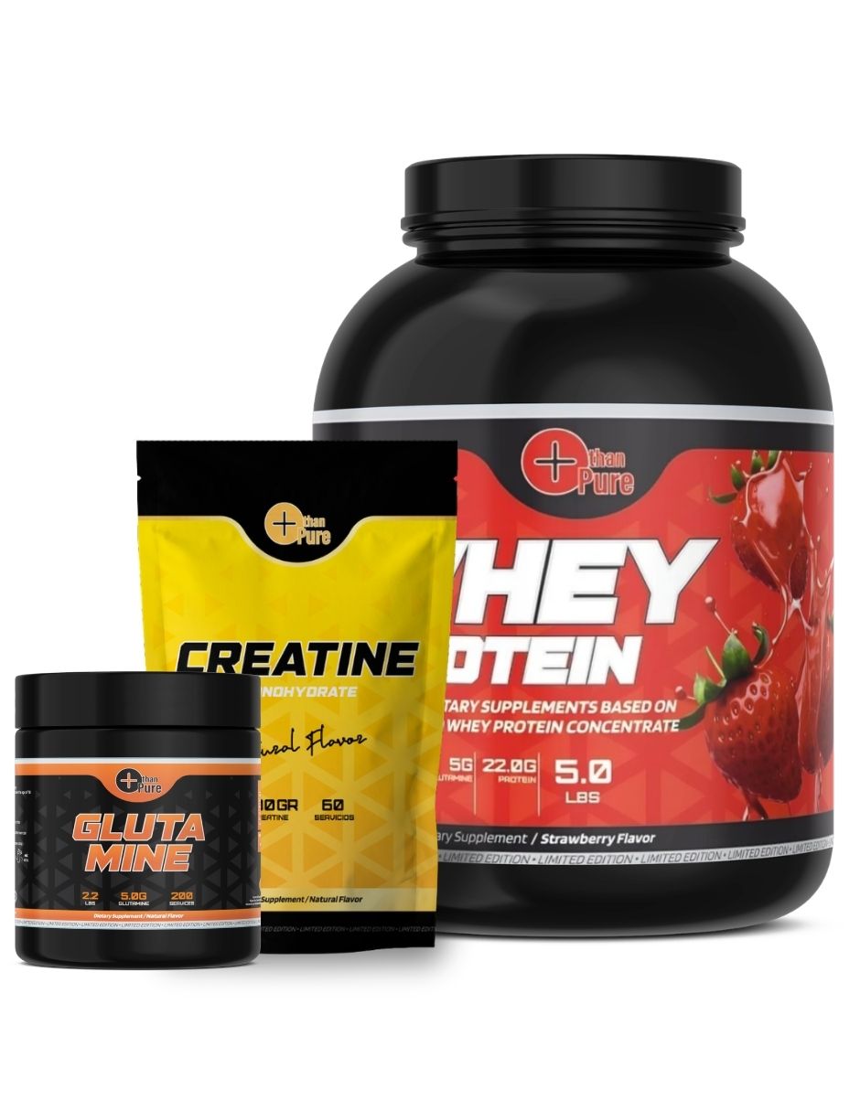Kit suplementos con proteína whey y creatina monohidratada sabor fresa