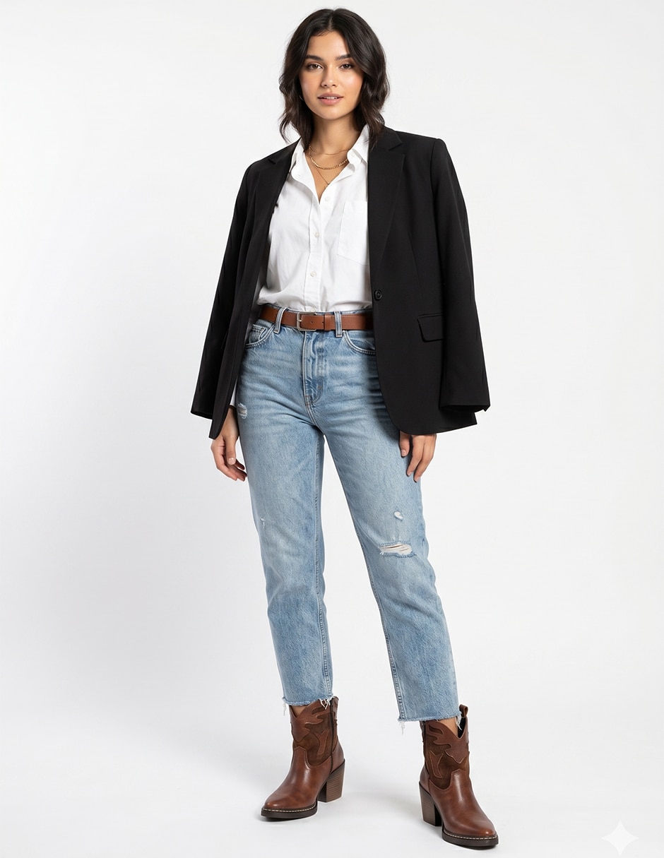 Bota cowboy al tobillo Kuali Shoes para mujer