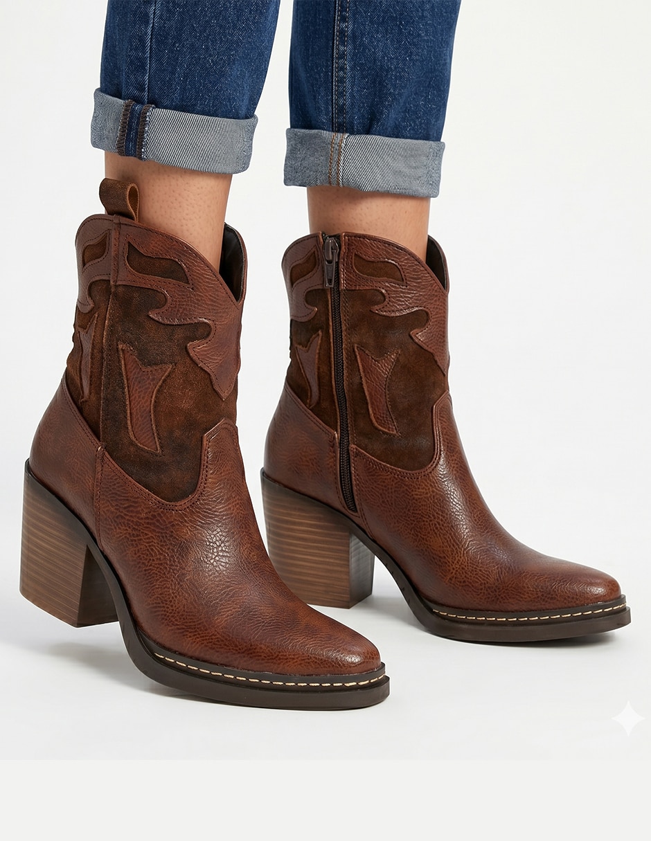 Bota cowboy al tobillo Kuali Shoes para mujer
