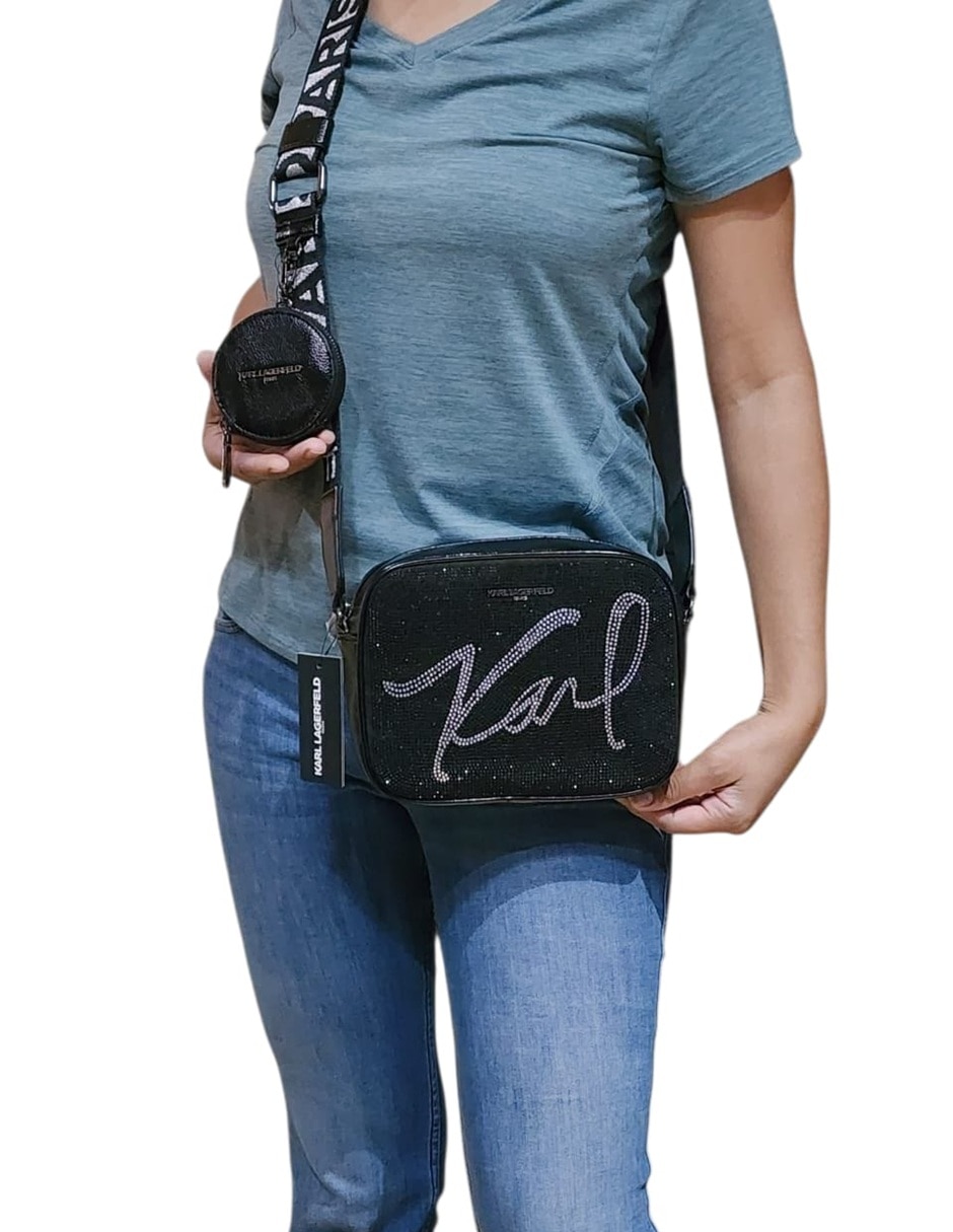 Bolsa crossbody karl lagerfeld lh6ep6cj blk metallic para mujer