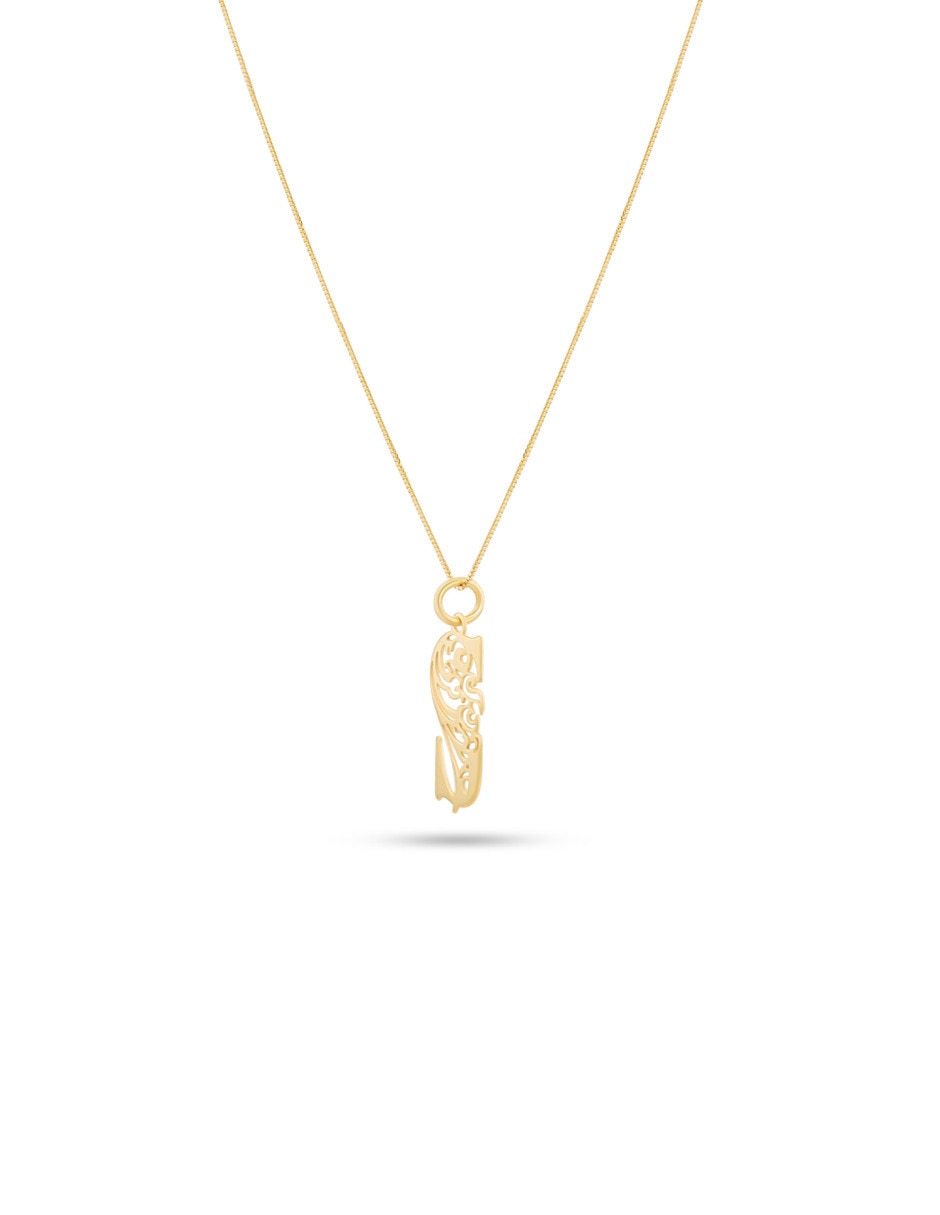 Collar con dije de letra S Joyerias Bizzarro de oro amarillo 14 k