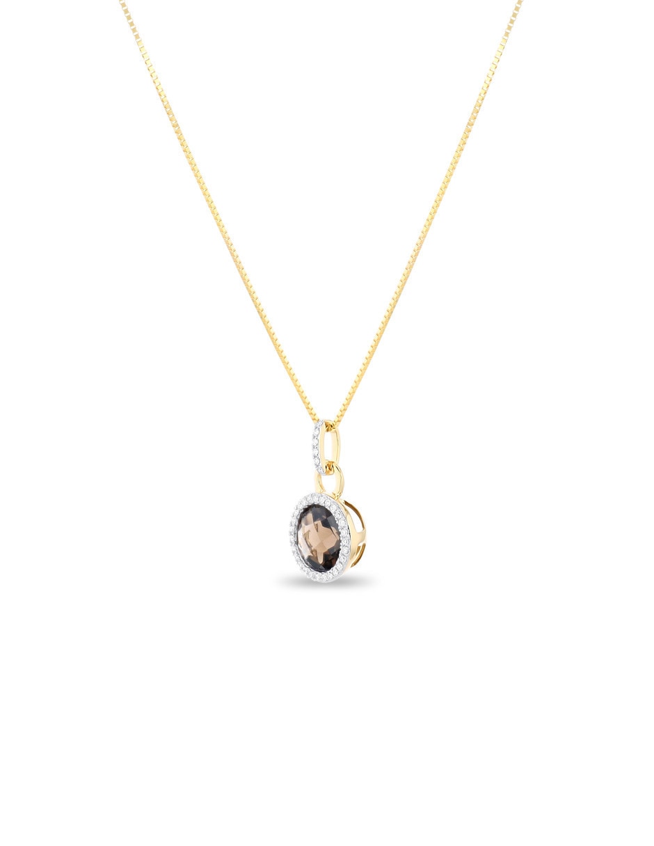Collar con dije circular Joyerias Bizzarro de oro amarillo 14 k diamante