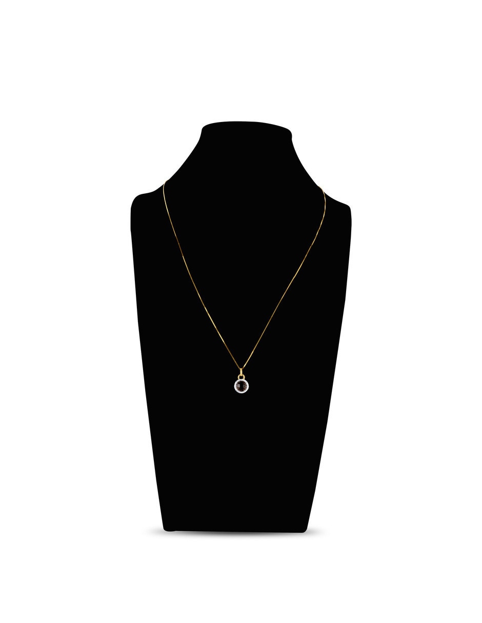Collar con dije circular Joyerias Bizzarro de oro amarillo 14 k diamante