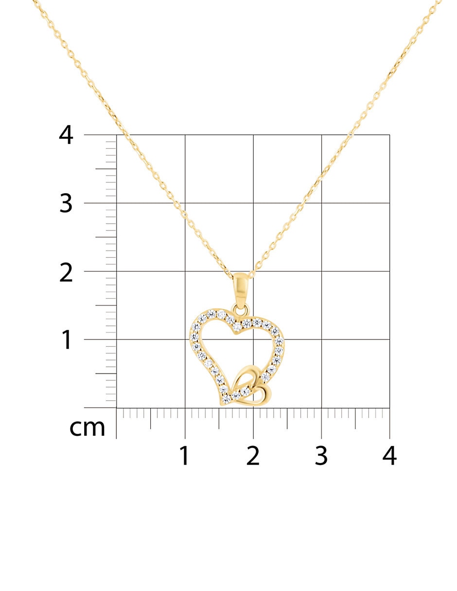 Collar con dije de corazón Joyerias Bizzarro de oro amarillo 14 k zirconia