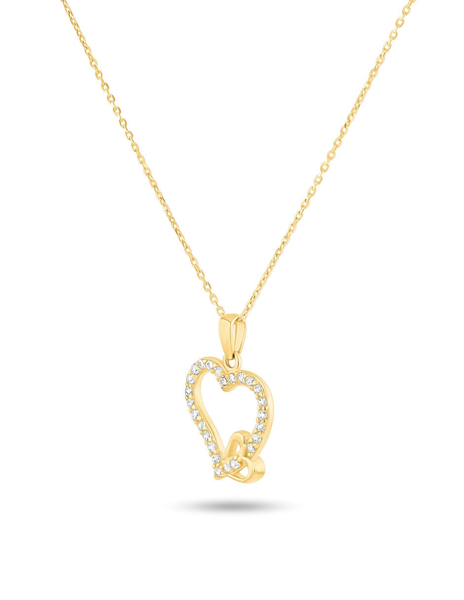 Collar con dije de coraz˜n joyerias bizzarro de oro amarillo 14 k zirconia