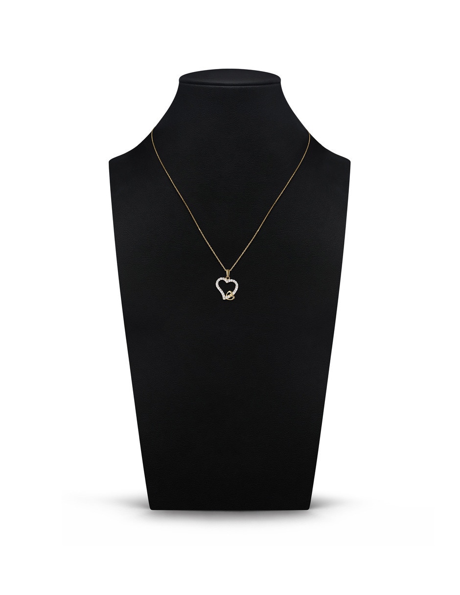 Collar con dije de coraz˜n joyerias bizzarro de oro amarillo 14 k zirconia