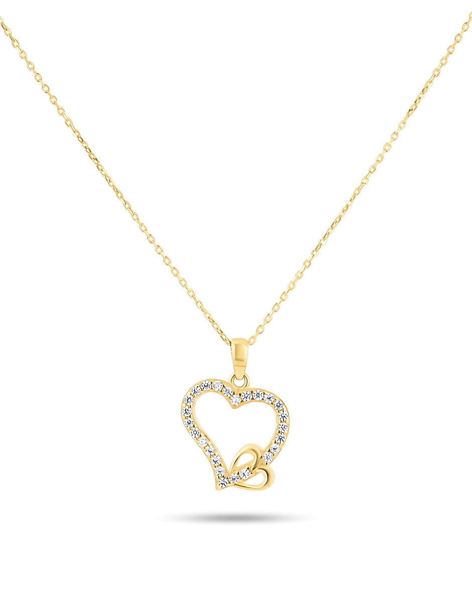 Collar con dije de coraz˜n joyerias bizzarro de oro amarillo 14 k zirconia