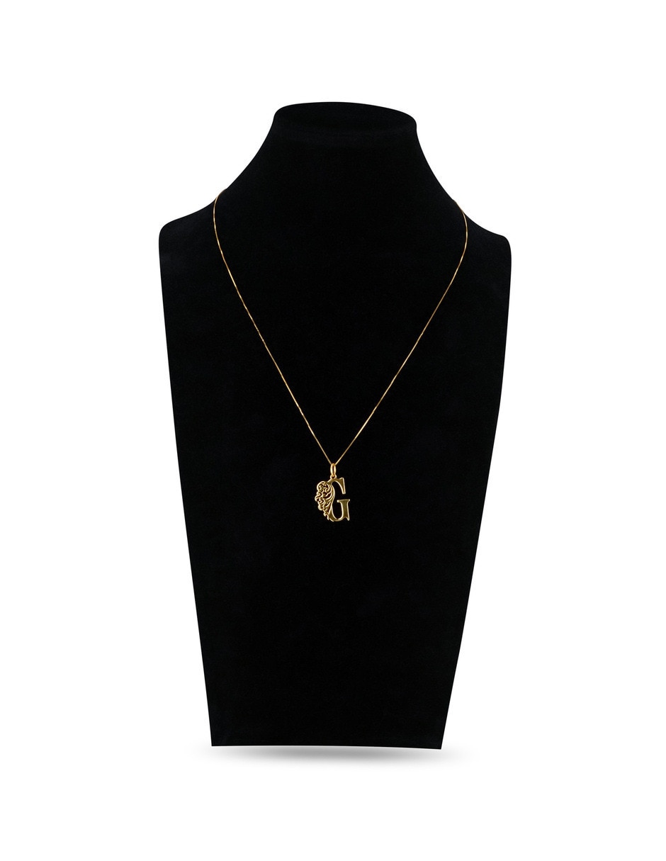Collar con dije de letra G de oro amarillo 14 k 3