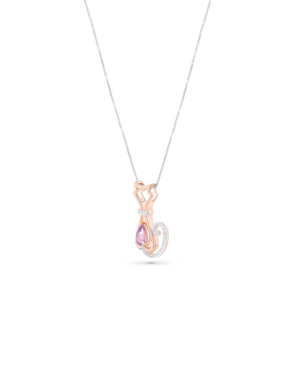 Collar con dije de Gato Joyerias Bizzarro de oro rosa 14 k diamante