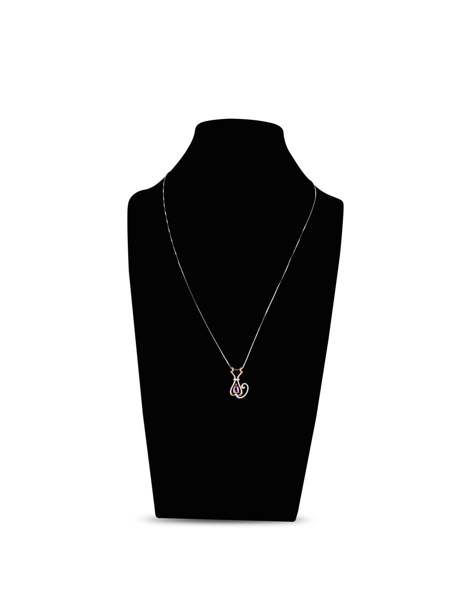 Collar con dije de Gato Joyerias Bizzarro de oro rosa 14 k diamante