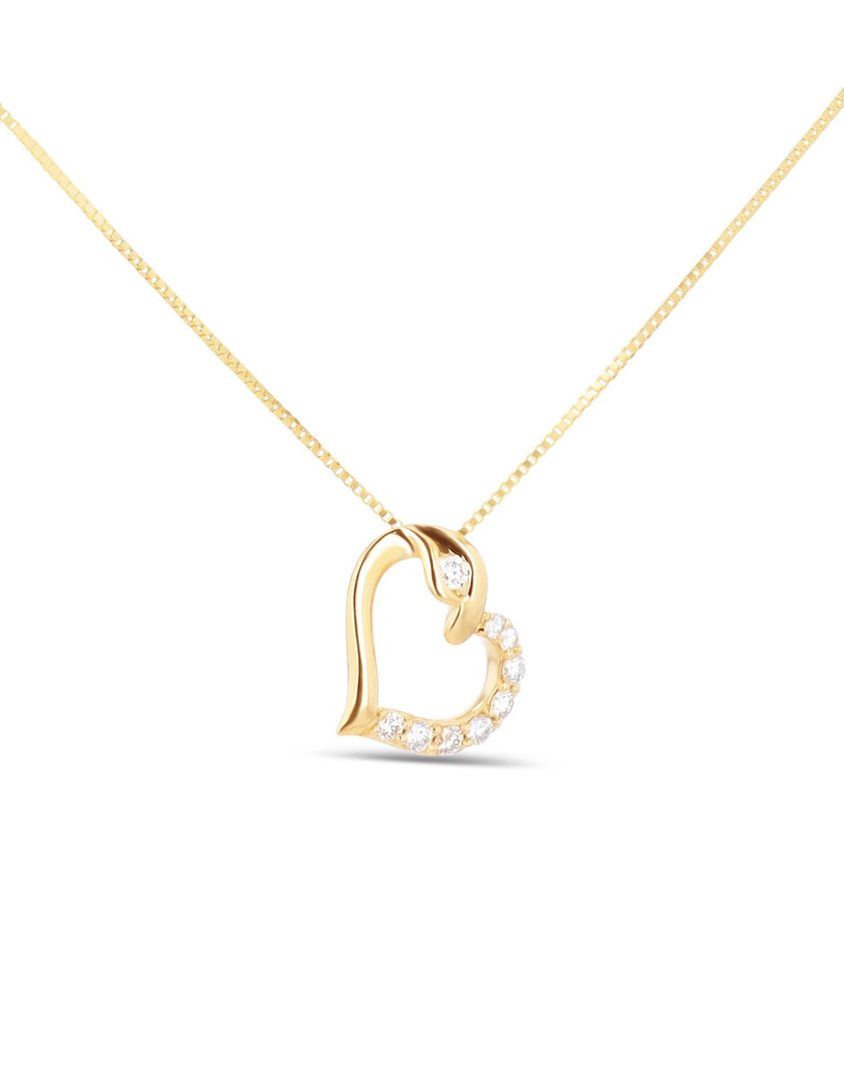 Collar con dije circular de Oro amarillo 14 k diamante 3