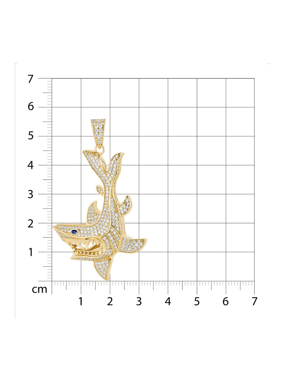 Dije de tiburón joyerias bizzarro de oro amarillo 14 k zirconia