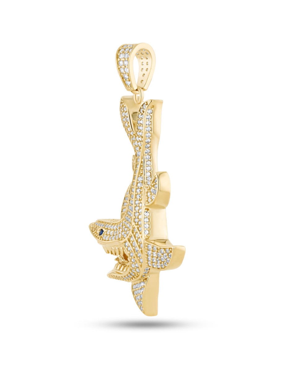 Dije de tiburón joyerias bizzarro de oro amarillo 14 k zirconia