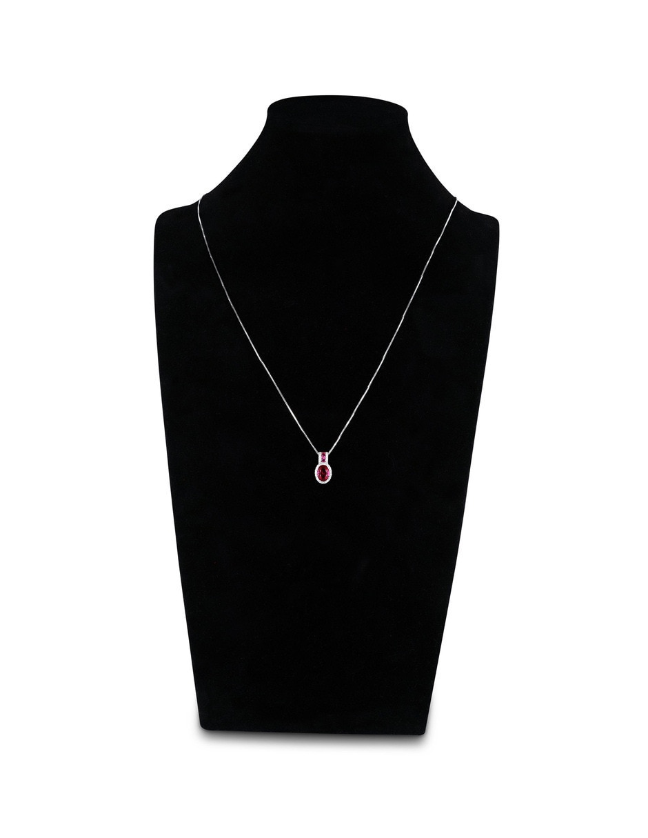 Collar con dije circular de oro rosa 14 k diamante 3