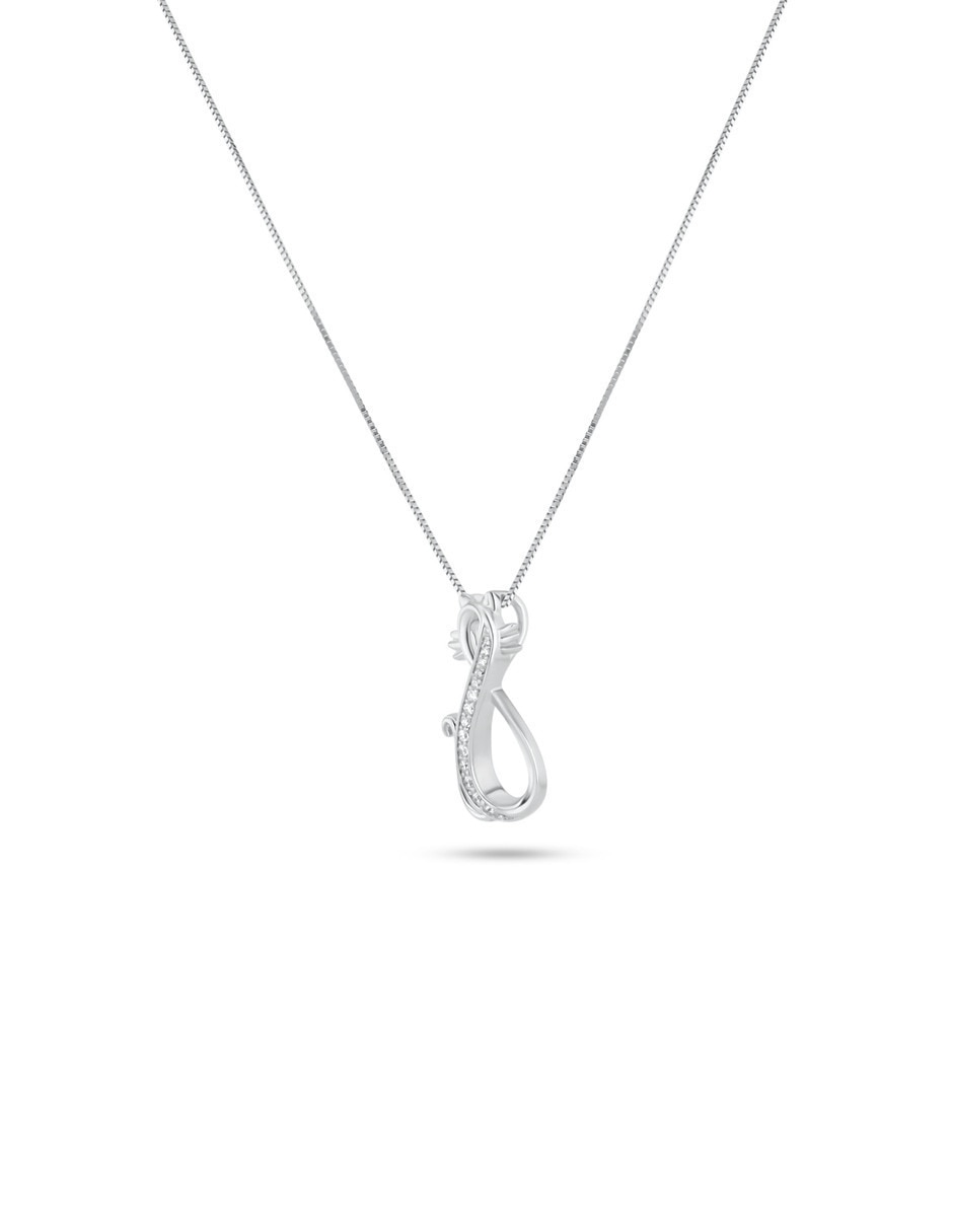 Colla con dije circular Joyerias Bizzarro de oro blanco 14 k diamante