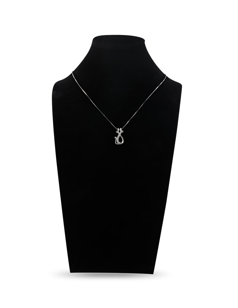 Colla con dije circular Joyerias Bizzarro de oro blanco 14 k diamante