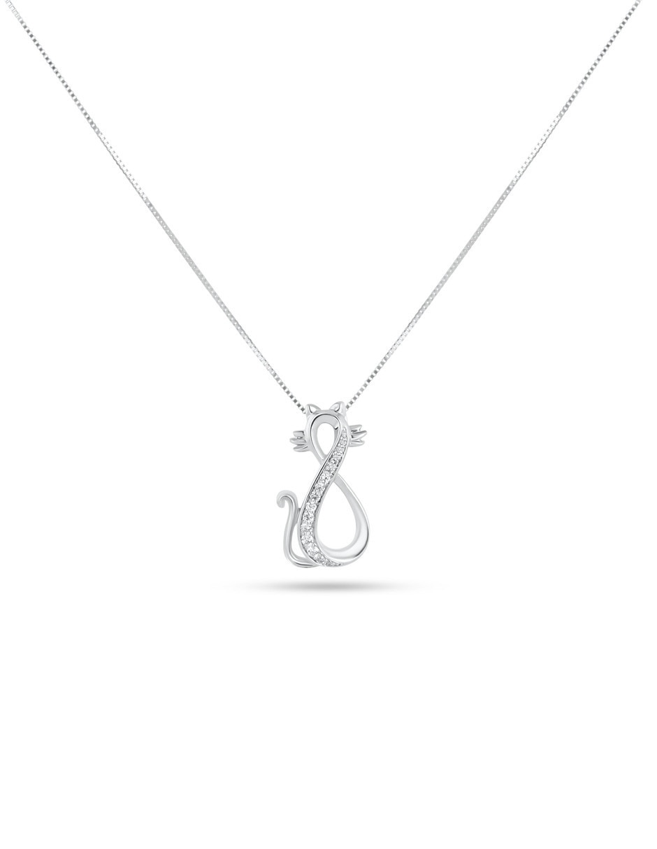 Colla con dije circular Joyerias Bizzarro de oro blanco 14 k diamante