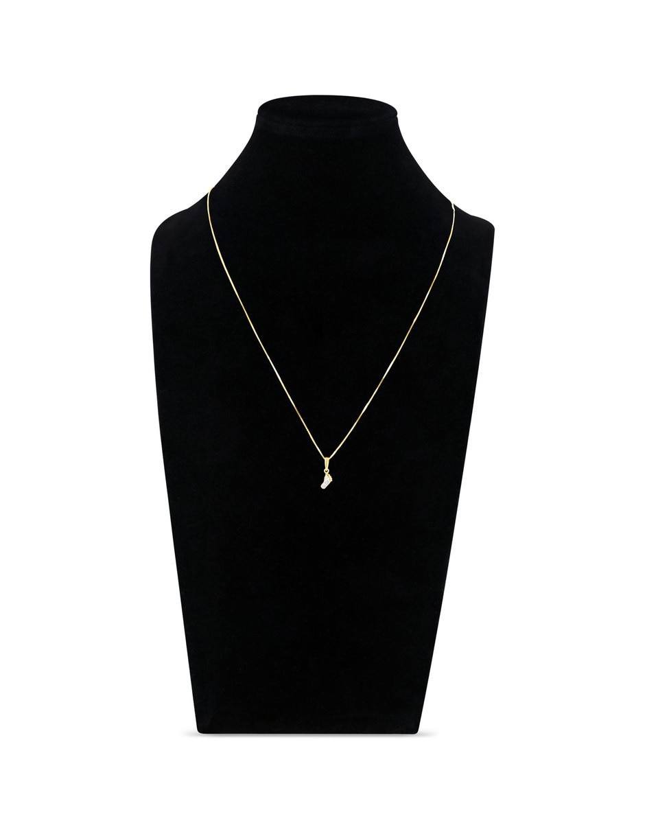 Collar con dije de huellas pies de oro amarillo 14 k diamante 5