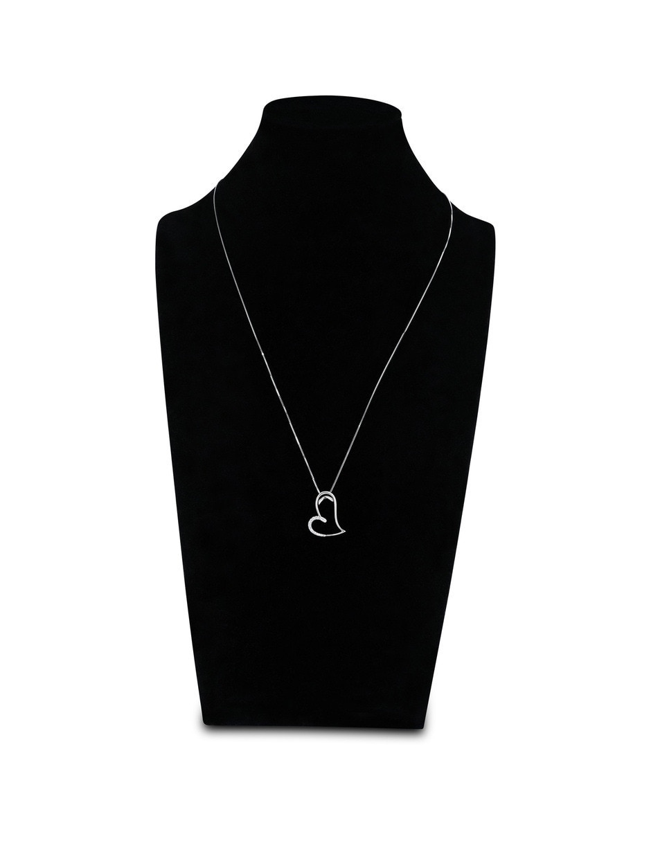 Collar de Corazòn Joyerias Bizzarro de oro blanco 14 k diamante