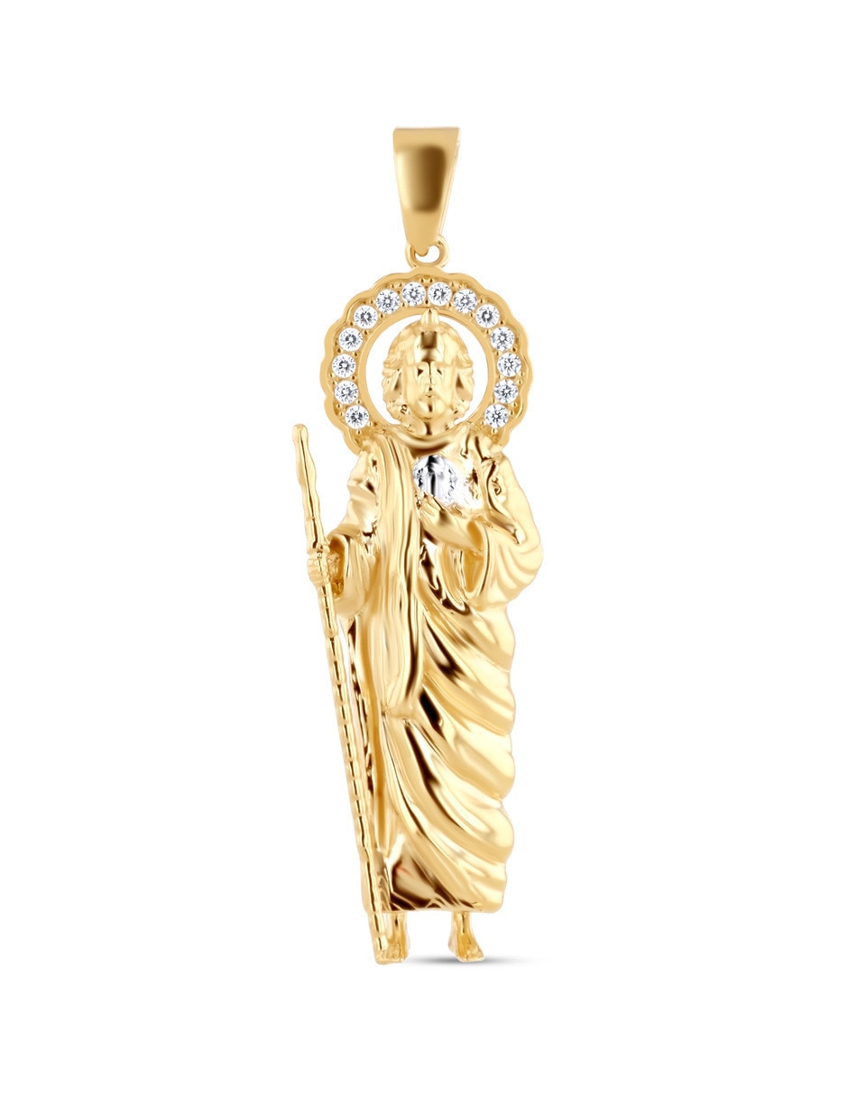 Dije de circular san judas tadeo de oro amarillo 14 k