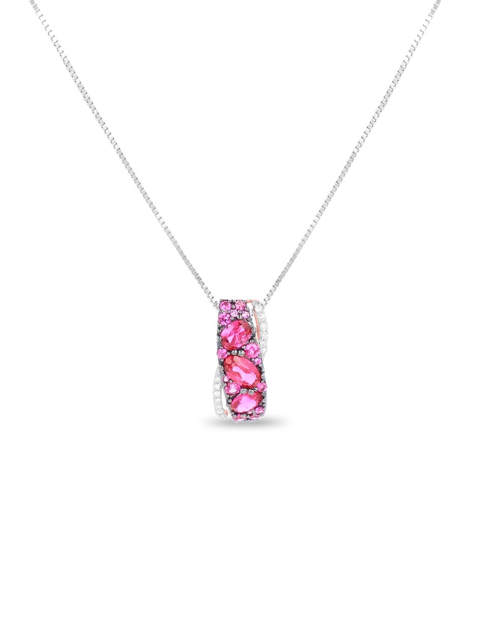 Collar con dije de oro rosa 14 k diamante Collar con dije de oro rosa 14 k diamante