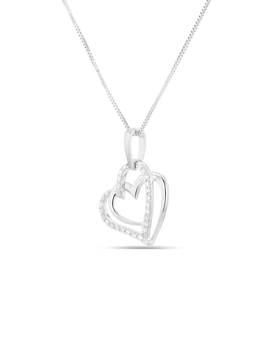 Collar con dije de Corazòn Joyerias Bizzarro de oro blanco 14 k diamante