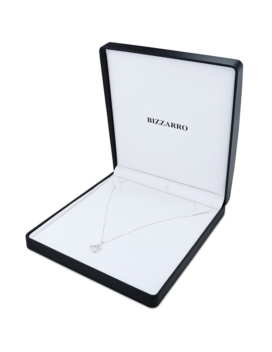 Collar con dije de Corazòn Joyerias Bizzarro de oro blanco 14 k diamante