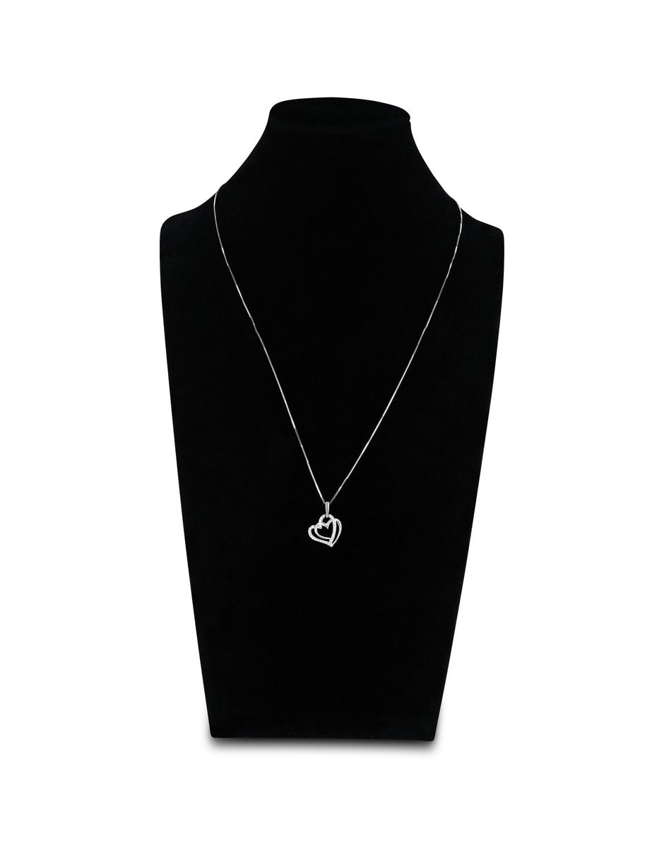 Collar con dije de Corazòn Joyerias Bizzarro de oro blanco 14 k diamante