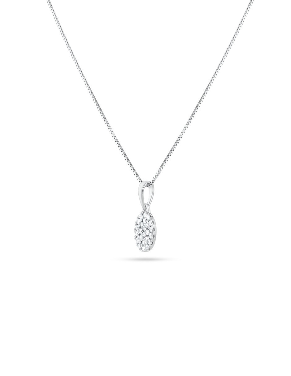 Colla con dije circular Joyerias Bizzarro de oro blanco 14 k diamante
