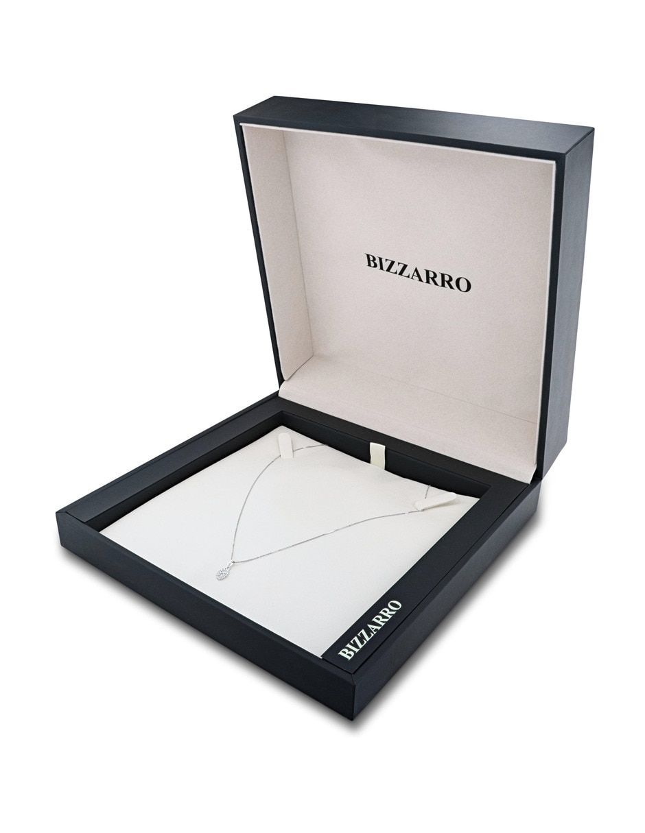 Colla con dije circular Joyerias Bizzarro de oro blanco 14 k diamante