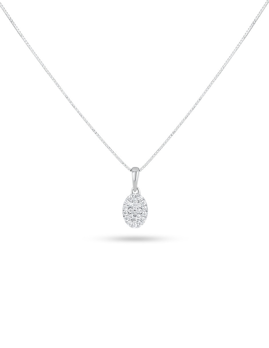Colla con dije circular Joyerias Bizzarro de oro blanco 14 k diamante