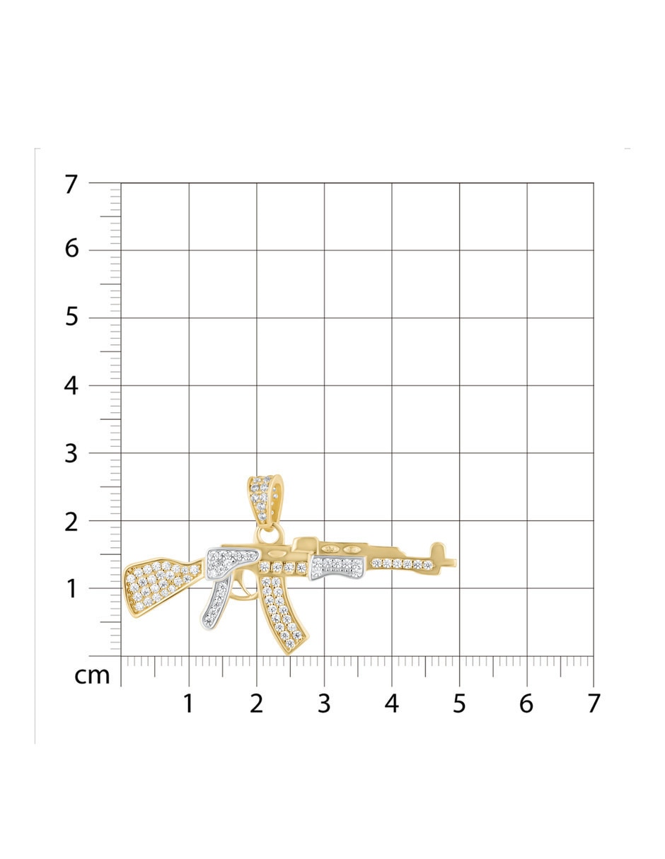 Dije de Arma de oro amarillo 14 k zirconia 3
