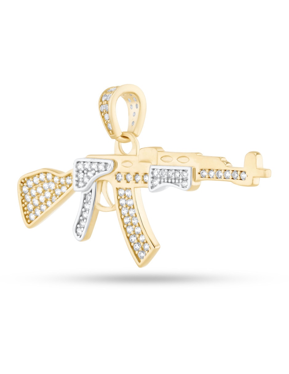 Dije de Arma de oro amarillo 14 k zirconia 2