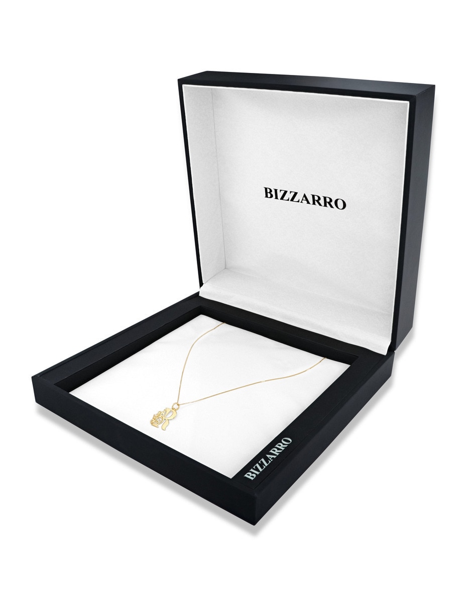Collar con dije de letra R Joyerias Bizzarro de oro amarillo 14 k
