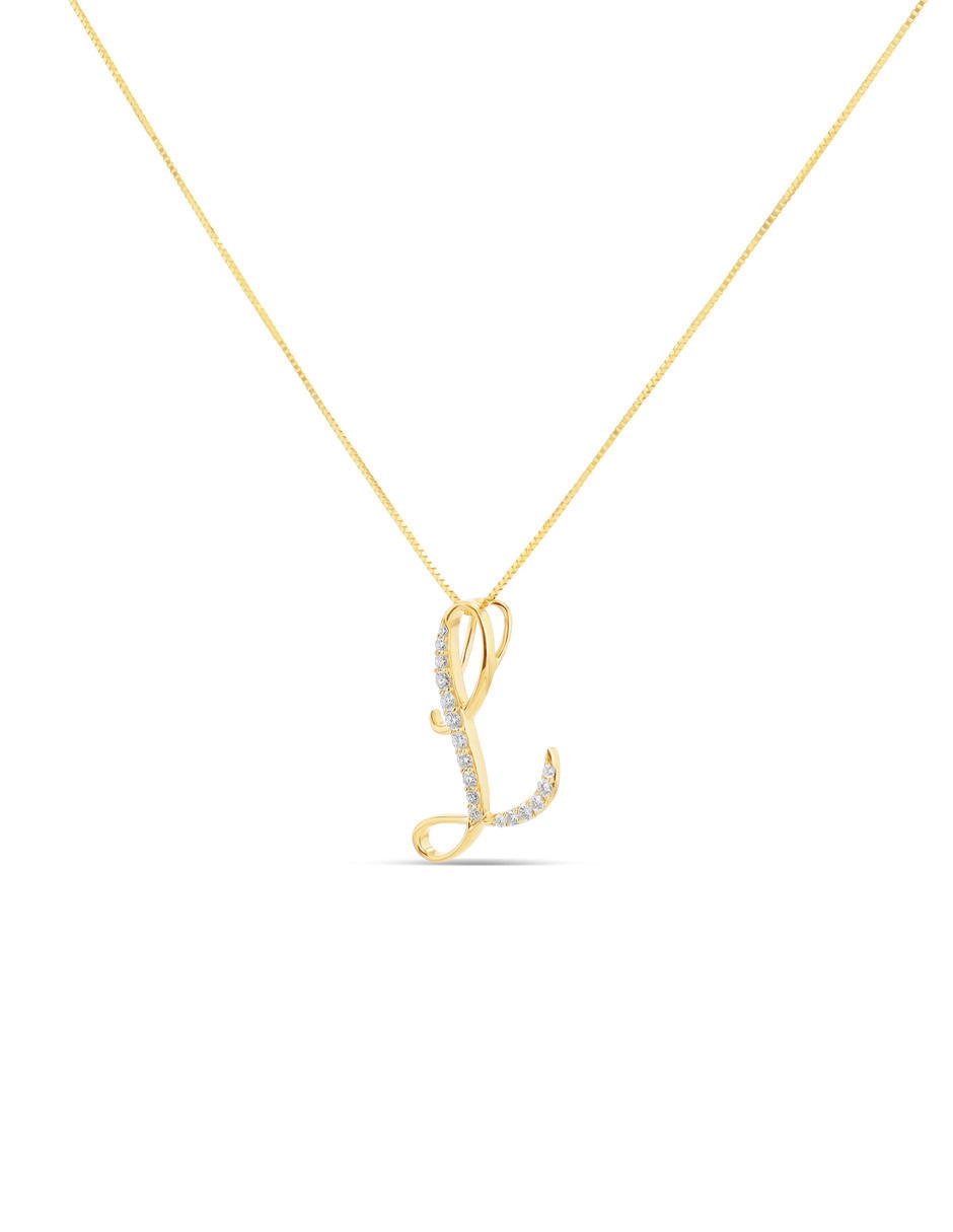 Colla dije circular de oro amarillo 14 k diamante 3