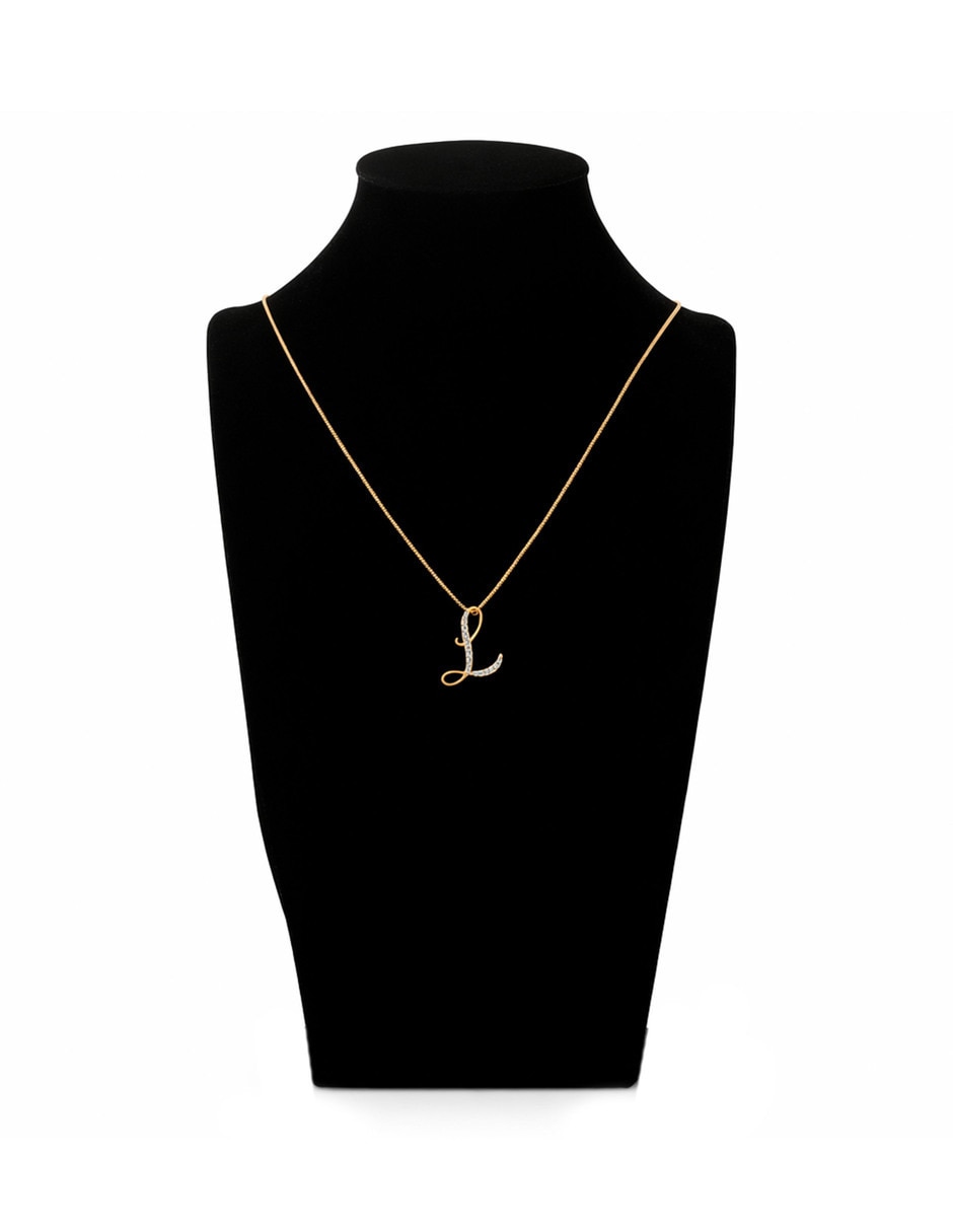 Colla dije circular de oro amarillo 14 k diamante 5